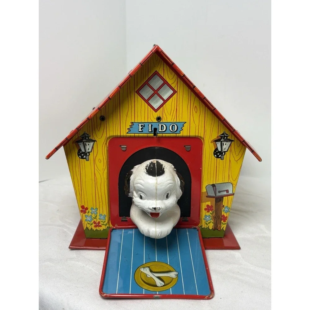 Fido's Musical Dog House Metal Toy Ohio Art Co. w/ Swiss Music Unit Vintage READ